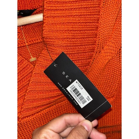 NWT Sean John Orange Gradient Knit Pullover Shawl Collar Men Sweater Size 3XL - Picture 5 of 15
